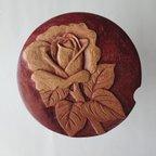 作品木彫りのシュガーポット  薔薇C