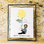 作品子どもの写真を入れたオリジナルメッセージカード／父の日／黄色いバラ【オーダーメイド】