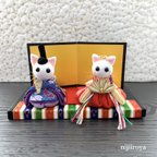 作品つまみ細工 ねこちゃんのお雛様セット