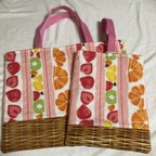 作品レッスンバッグ&シューズケース セット🍓フルーツサンド柄🍊ハンドメイド