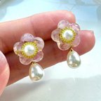 作品fiori【フィオーリ】お花イヤリング&お花ピアス/天然石/誕生石