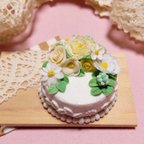 作品【ミニチュアフード】薔薇と小花のフラワーケーキ　その10