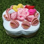 作品【フェルトおままごと】イチゴと薔薇のケーキが作れるパティシエ屋さんごっこ♪【お子様にも】