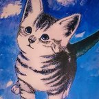 作品額入り　アメショーの子猫ミライ