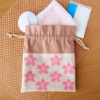 作品巾着バッグ【桜の刺繍】