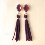 作品《 Brilliant Tassel 》キラキラ★ボルドー色のスワロ＆タッセル ピアス/イヤリング 