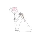 作品線画　イラスト　結婚式　背景白  【カラー】　表情無し　データお渡し　