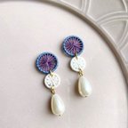 作品＊ハンドメイド 糸ボタン 紫陽花風ピアス イヤリング＊