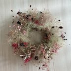 作品 " cosmic flowers " wreath  スモークツリー リース ドライフラワー