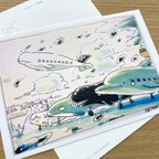 作品わたぬき けい ポストカード134「海中航空」