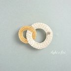 作品ビーズ刺繍のブローチ circles ゴールド×ホワイト