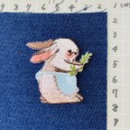 作品1枚入うさぎ　ウサギ刺繍アイロンワッペン