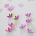 作品彩りミニつまみ～梅雨紫陽花～　樹脂ピアス/ノンホール　つまみ細工　