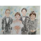 作品ウェディング 似顔絵 A4 結婚式 イラスト 子育て感謝状  水彩 ウェルカムボード 記念日 両親贈呈品