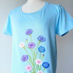 作品手描き　矢車菊(草)Tシャツ