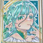 作品緑の天使💚1/4色紙