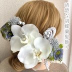 作品【NEW】清楚で可愛い　胡蝶蘭　髪飾り　成人式　結婚式　水引　金箔