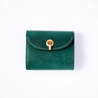 作品flap mini wallet [ green ] オコシ金具 ver. ミニ財布 コンパクトウォレット