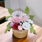 作品枯れないお花♡紙のお花のフラワーアレンジ　部屋飾り　贈り物　フラワーポット　紙のお花