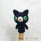 作品くりくりお目々の黒猫の指人形【あみぐるみ】【こどもサイズ】