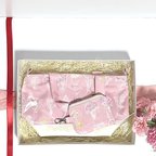 作品【母の日セット】花束柄のバッグとポーチ（ピンク）