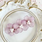 作品再販　河津桜のヘアクリップ　バレッタ　ドライフラワー　押し花　レジン　さくら　桜　本物