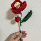 作品ハンドメイド あみぐるみ 枯れない花 椿 かぎ編み 一輪挿し 韓国 小物 インテリア