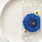 作品押し花ケース　iPhone　ガーベラ　押し花スマホケース　押し花iPhone　