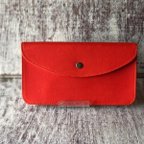 作品長財布  (非常に程よいサイズの財布です。) 赤色(朱色)