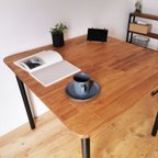 作品天然木のダイニングテーブル / スクエア / オイル+ウレタン仕上げ / 90cm 以下 サイズ変更対応 / 完成品