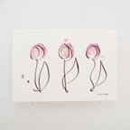 作品原画ポストカード【3本のチューリップ】紫