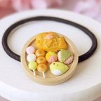 作品[4月限定ヘアゴム]和菓子 ミニチュア　スイーツ　食べ物　フェイクスイーツ　春　さくら