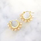 作品送料無料14kgf 天然Zircon wrapped pierced earring / earrings フープピアス