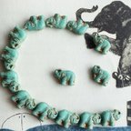 作品【4コセット】JIRI＊IVANA#czech beads#チェコビーズ　elephant象14✖️10㍉ turquoise/bronze
