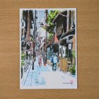 作品A4サイズ「京都　お茶屋に向かう舞妓さん」　京の水彩画工房