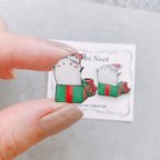 作品クリプレおばけピアス🎁　クリスマスプレゼント　かわいいプラバン小ぶりピアス　手描き　軽い付け心地　冬