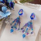 作品【お値下げ1400円→1000円】雨垂れのイヤリング♡紫陽花(青紫)