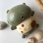 作品お昼寝かえる　Ｅ-119　陶製　/frog/青蛙