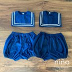 作品【SALE】＊sample＊スタイとかぼちゃパンツのセット(blue)インディゴ染♡80〜90size