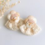 作品刺繍のベージュお花モチーフとインド刺繍リボンのピアス　イヤリング　aicco 