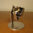 作品腕時計スタンド　名入れ　刻印　ラッピング　ブラックだ円パイプ1本掛け　ak-design　受注製作 N11821