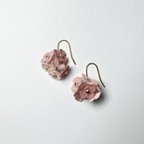 作品紫陽花　花　レース編み　ピアス　イヤリング　ピンク