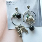 作品ブルドッグ🐾アシンメトリーピアス/イヤリング