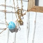 作品❁Ocean blue heart larimar necklace 14kgf❁超トップクオリティラリマー