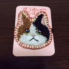 作品モコモコ刺繍猫のヘアゴム【三毛猫】