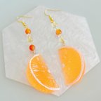 作品天然石 *fresh! fresh!! fresh!!!* 🍊瑪瑙 シトリン オレンジ 果物 ピアス 