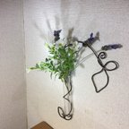 作品＊送料無料＊アイアンチックな葉っぱの花瓶、試験管の一輪挿し