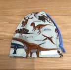 作品【完成品】巾着  24×22センチ  給食袋、コップ袋など　恐竜🦕ミントグリーン(裏地なし)