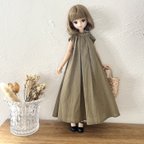 作品ふんわりナチュラルノースリーブワンピース　【ライトブラウン】ドール服　リカちゃん　ブライス　受注