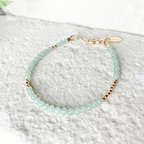 作品《5月誕生石　アベンチュリン》　アシンメトリーブレスレット　14Kgf　bracelet aventurine